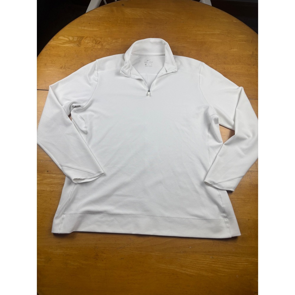 Nike Dri-FIT Mens XL White Quarter Zip Pullover Textured Golf Training Top